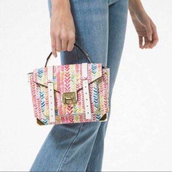 Michael Kors Manhattan Printed Satchel NWT - Picture 3 of 15